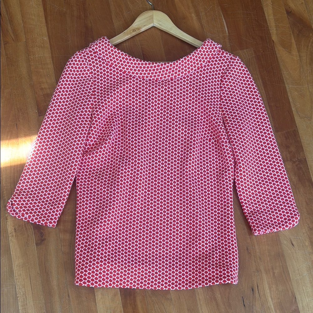 Women’s Red Patterned Boatneck Top